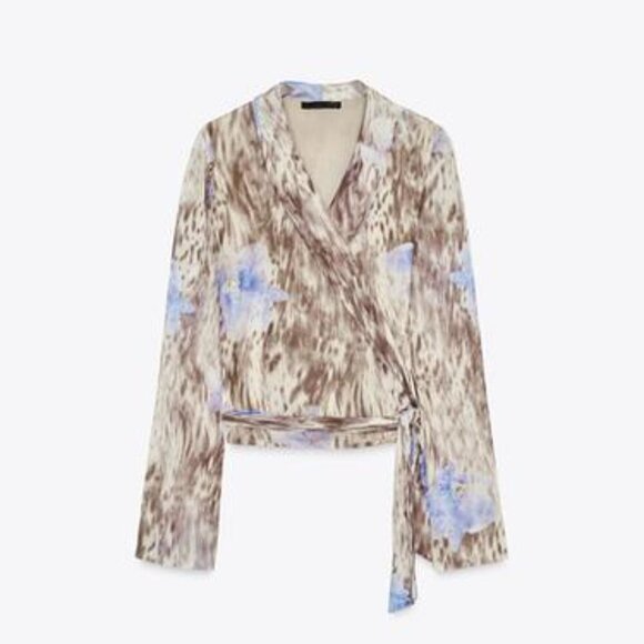 ZARA Printed tulle crossover top SIZE M 5039/137/049 - Picture 6 of 8